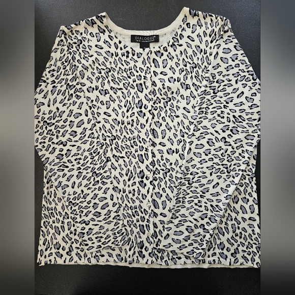 NWT - Silk Nylon Blend Dialogue Animal Print Cardigan - Size XL - Picture 1 of 8